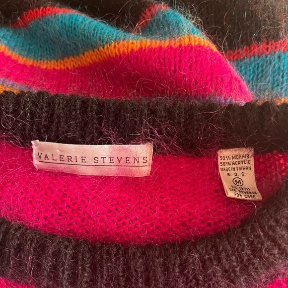 80s Bright Colorblock Mohair Sweater Oversized M/L by Valerie Stevens - Picture 5 of 6
